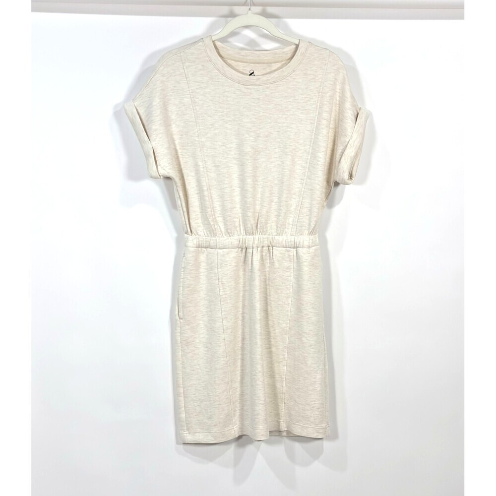 Lou & Grey Heathered Scubasoft Mini Pocket Dress Cream - Size XS